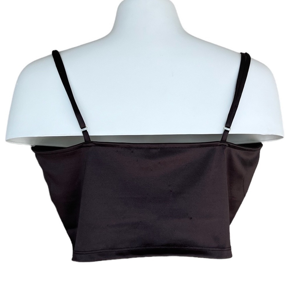 Divided H&M Cropped Draped Satin-Look Top Brown Size L - Picture 3 of 11